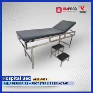 MEJA PERIKSA S.S + FOOT STEP S.S BESI KOTAK