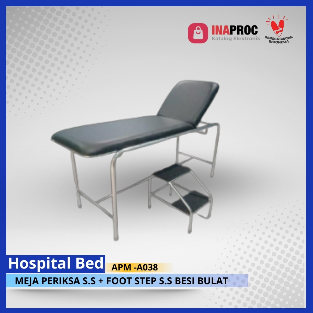 MEJA PERIKSA S.S + FOOT STEP S.S BESI BULAT