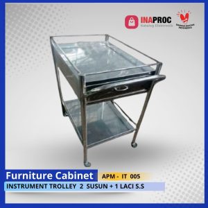 INSTRUMENT TROLLEY 2 SUSUN + 1 LACI S.S