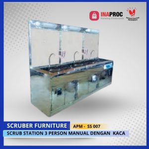SCRUB STATION 3 PERSON MANUAL DENGAN KACA